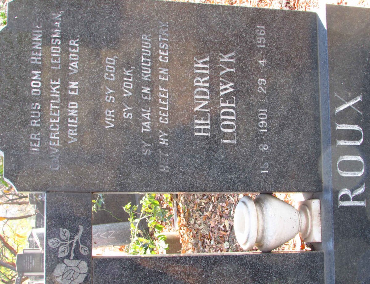 ROUX Hendrik Lodewyk 1901-1961