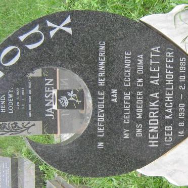 ROUX Hendrika Aletta nee KACHELHOFFER 1930-1985