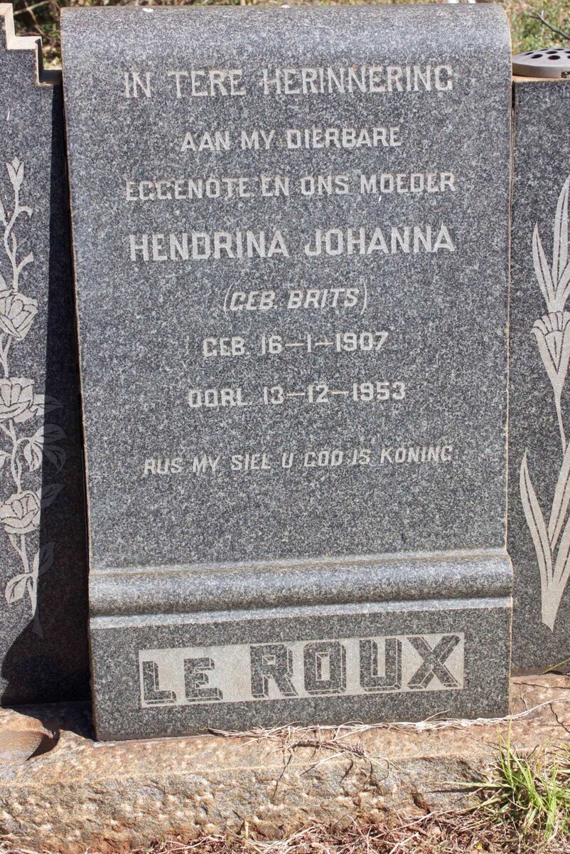 ROUX Hendrina Johanna, le nee BRITS 1907-1953