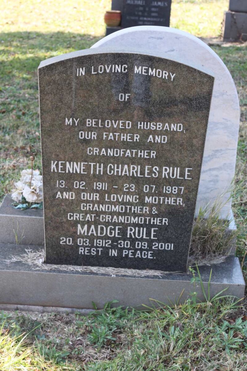 RULE Kenneth Charles 1911-1987 &amp; Madge 1912-2001