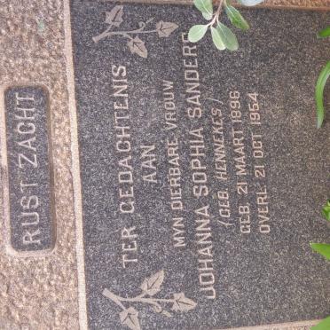 SANDERS Johanna Sophia nee HENNEKES 1896-1954