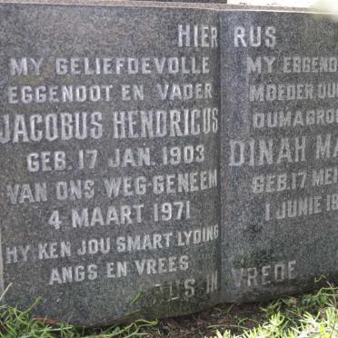 SAAYMAN Jacobus Hendricus 1903-1971 &amp; Dinah Maria 1914-1985