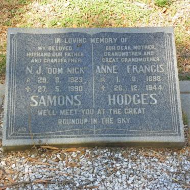 SAMONS N.J. 1923-1990 ::  HODGES Anne Francis 1898-1944