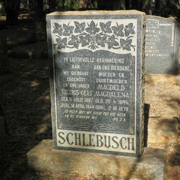 SCHLEBUSCH Theunis Gert 1887-1944 &amp; Magdeld Magdalena 1894-1978