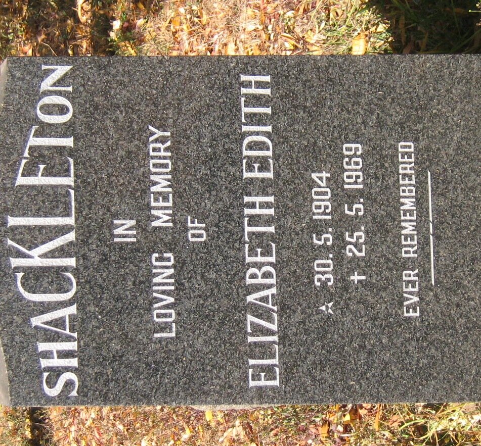 SHACKLETON Elizabeth Edith 1904-1969