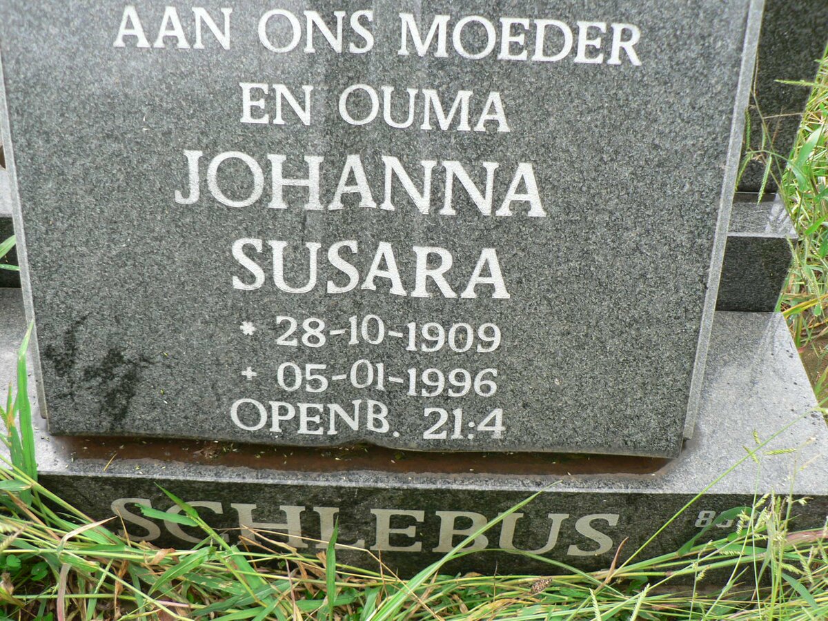 SCHLEBUS Johanna Susara 1909-1996