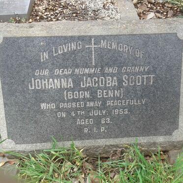 SCOTT Johanna Jacoba nee BENN -1953