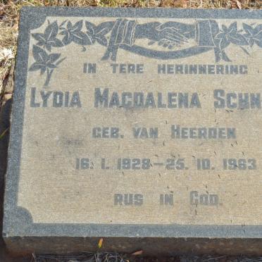 SCHNELLE Lydia Magdalena nee VAN HEERDEN 1928-1963