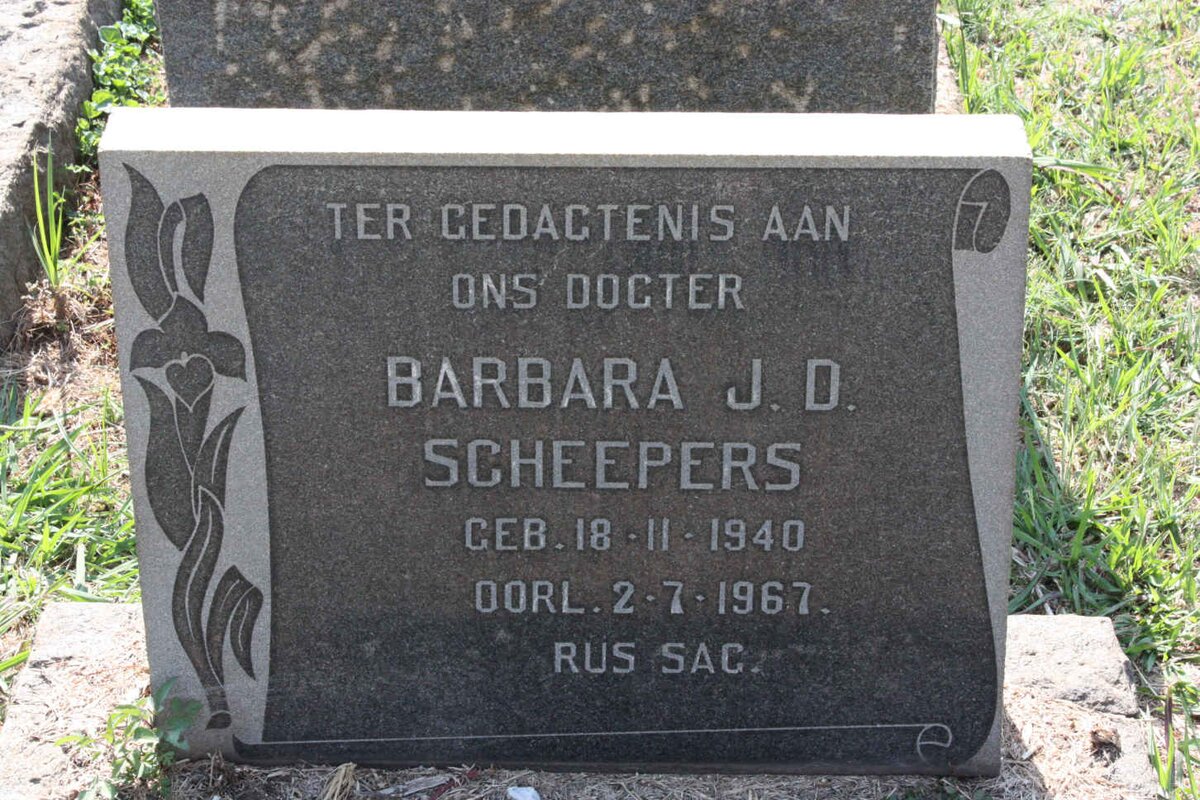 SCHEEPERS Barbara J.D. 1940-1967
