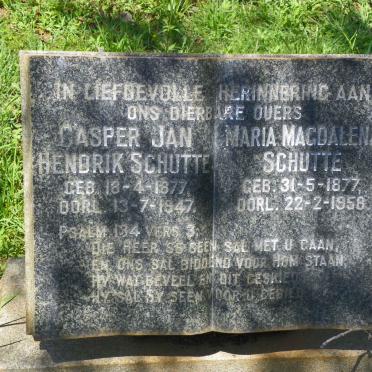 SCHUTTE Casper Jan Hendrik 1877-1947 &amp; Maria Magdalena 1877-1958