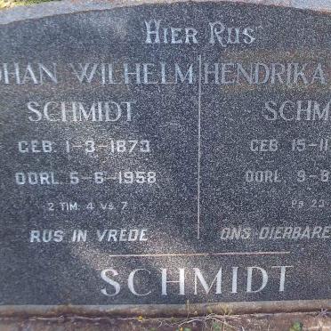 SCHMIDT Johan Wilhelm 1873-1958 &amp; Hendrika Gezina 1880-1967