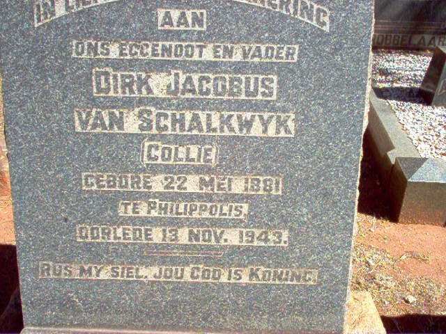 SCHALKWYK Dirk Jacobus, van 1881-1943
