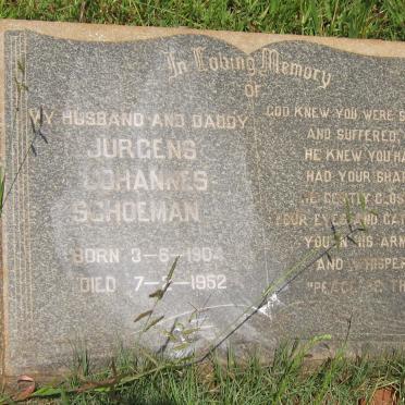 SCHOEMAN Jurgens Johannes 1904-1952