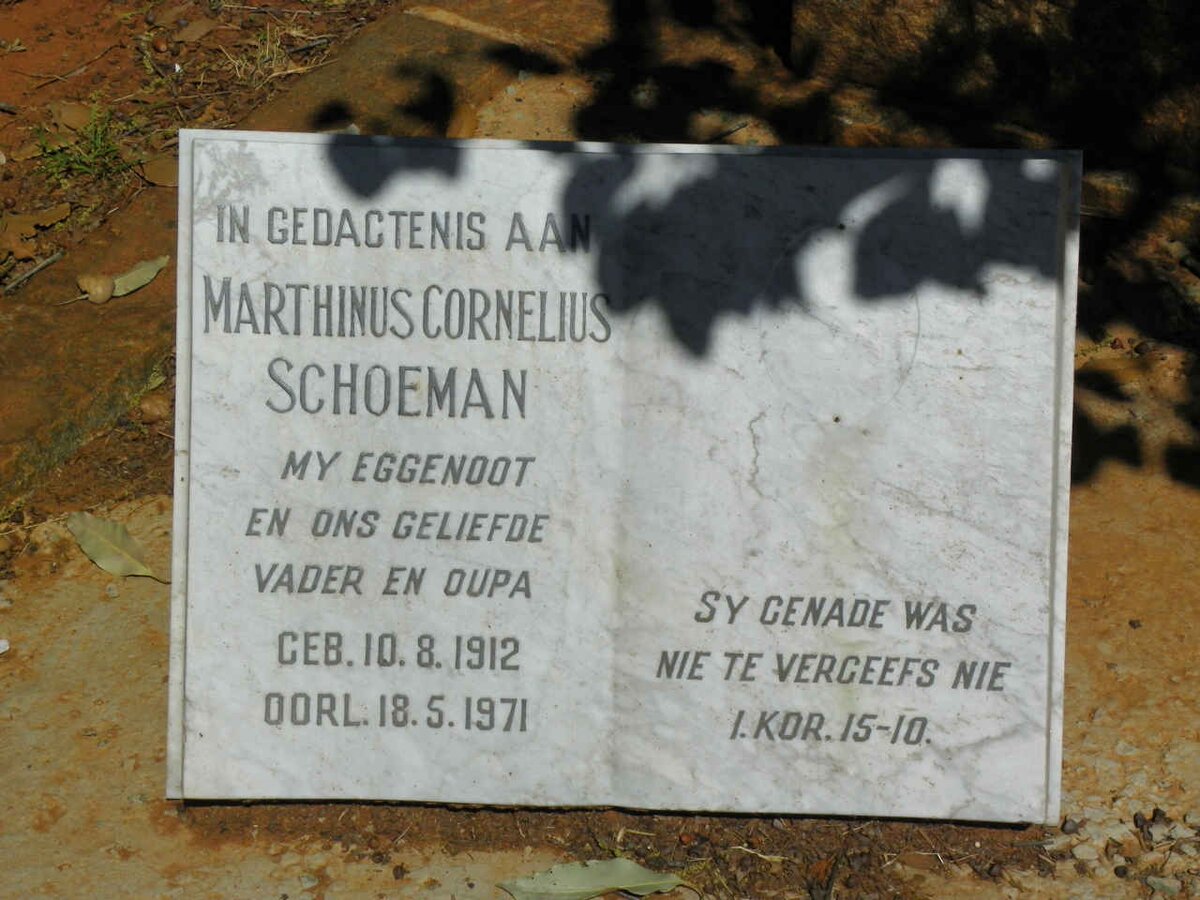 SCHOEMAN Marthinus Cornelius 1912-1971