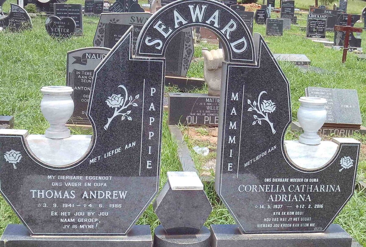 SEAWARD Thomas Andrew 1941-1986 &amp; Cornelia Catharina Adriana 1937-2016