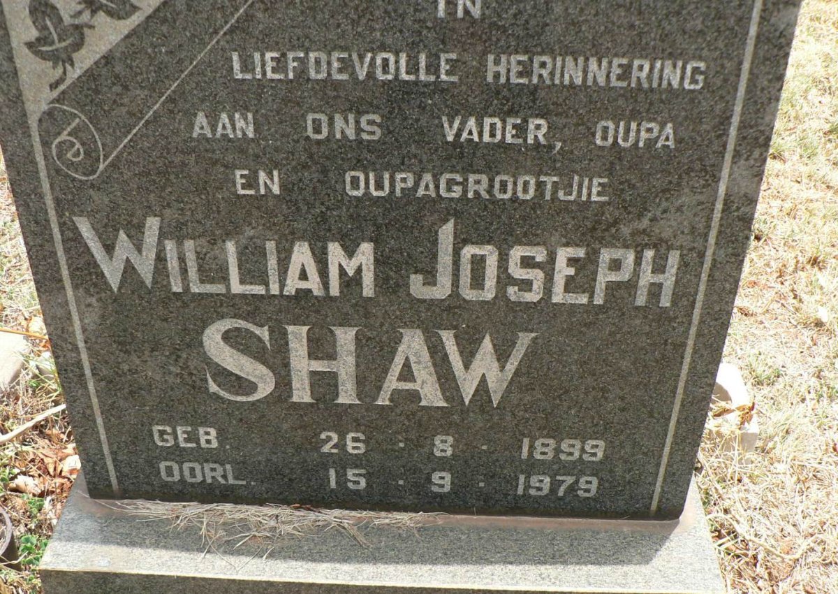 SHAW William Joseph 1899-1979