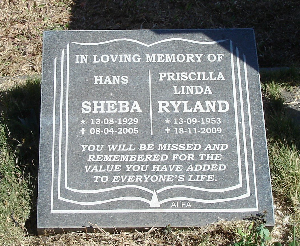 SHEBA Hans 1929-2005 :: RYLAND Priscilla Linda 1953-2009