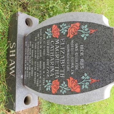 SHAW Elizabeth Magrietha Catharina nee COETZER 1921-1995
