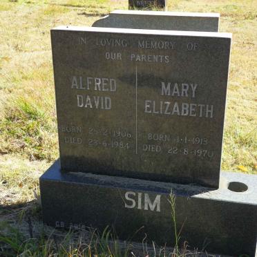 SIM Alfred David 1906-1984 &amp; Mary Elizabeth 1913-1970