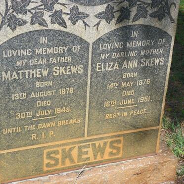 SKEWS Matthew 1878-1945 &amp; Eliza Ann 1876-1951