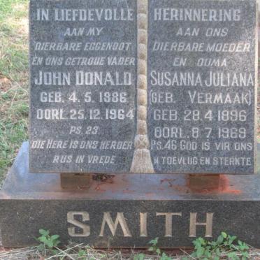 SMITH John Donald 1886-1964 &amp; Susanna Juliana VERMAAK 1896-1969