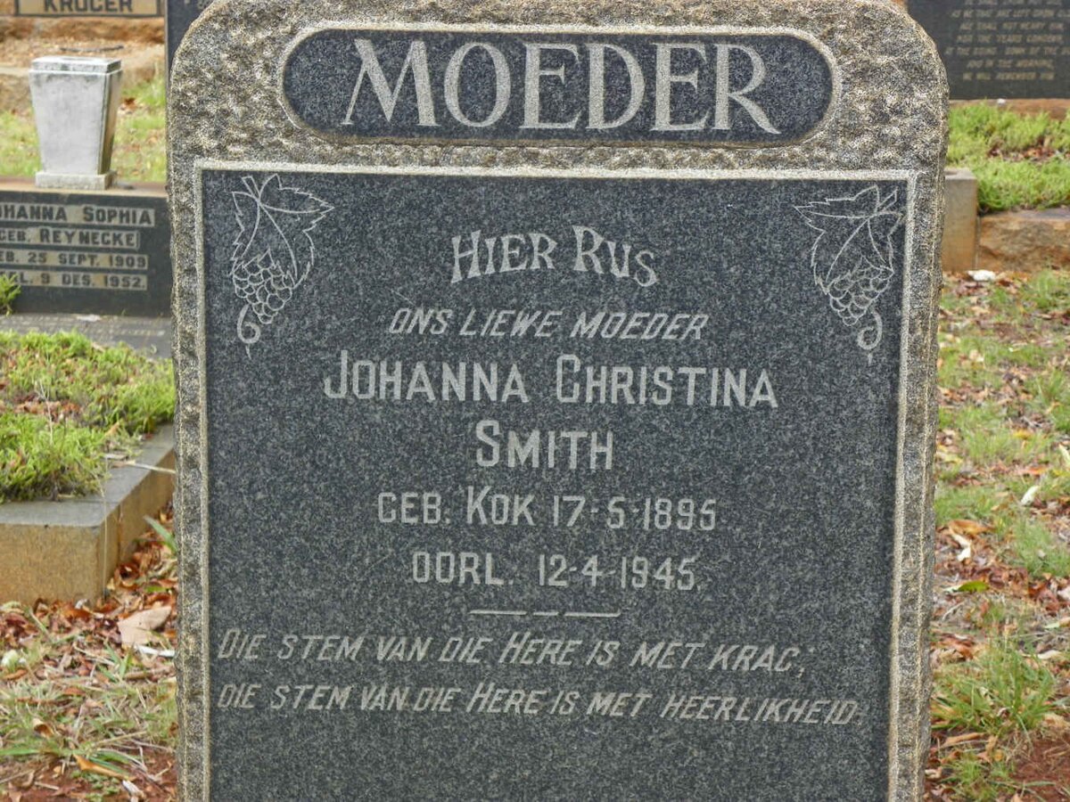 SMITH Johanna Christina nee KOK 1895-1945