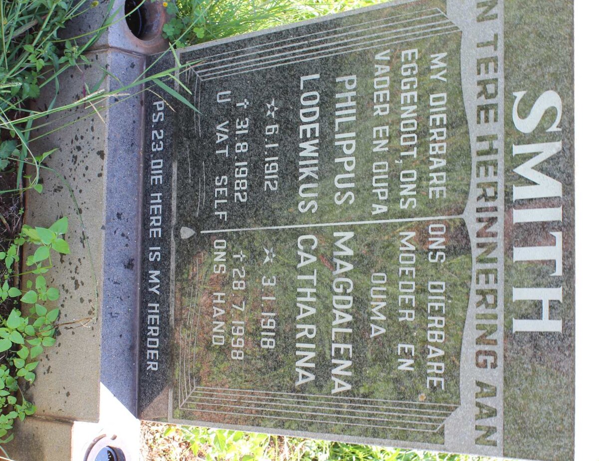 SMITH Philippus Lodewikus 1912-1982 &amp; Magdalena Catharina SWANEVELDER 1918-1998