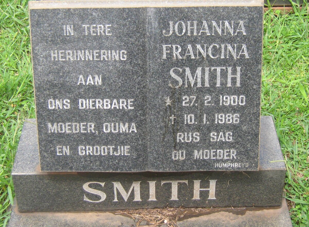 SMITH Johanna Francina 1900-1986