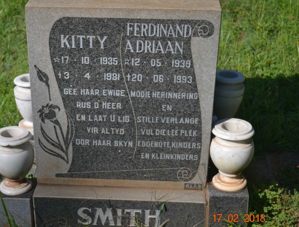 SMITH Ferdinand Adriaan 1939-1993 &amp; Catharina Arnoldi 1935-1981