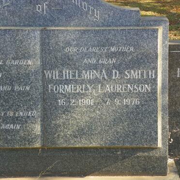 SMITH Wilhelmina D. formerly LAURENSON 1901-1976