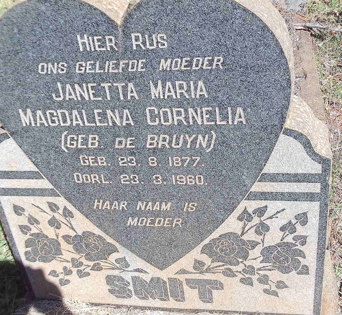 SMIT Janetta Maria Magdalena Cornelia nee DE BRUYN 1877-1960