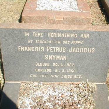 SNYMAN Francois Petrus Jacobus 1922-1956