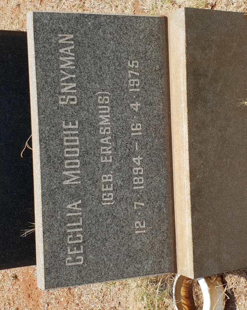 SNYMAN Cecilia Moodie nee ERASMUS 1894-1975