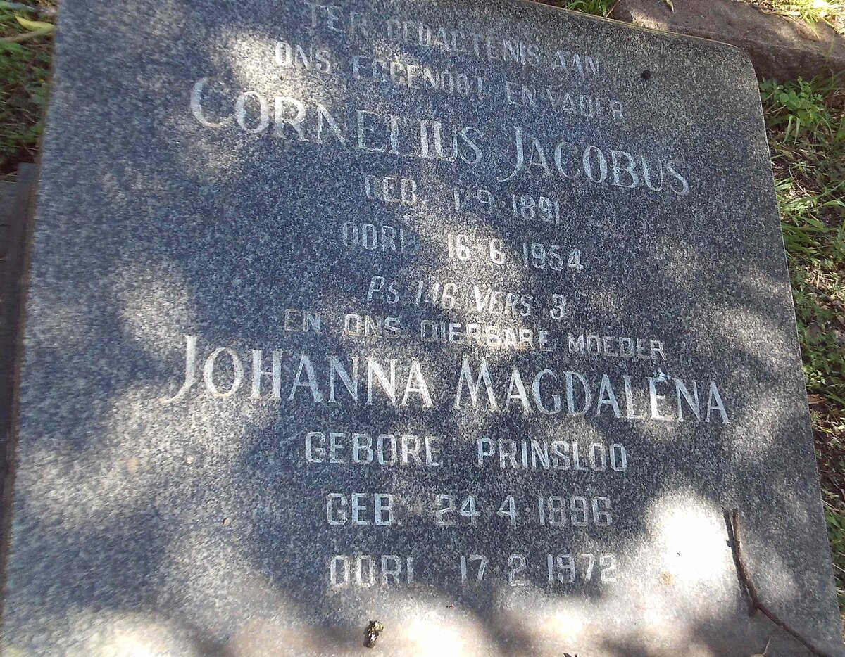 SNYMAN Cornelius Jacobus 1891-1954 &amp; Johanna Magdalena PRINSLOO 1896-1972