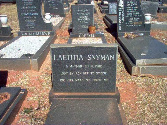 SNYMAN Laetitia 1948-1982