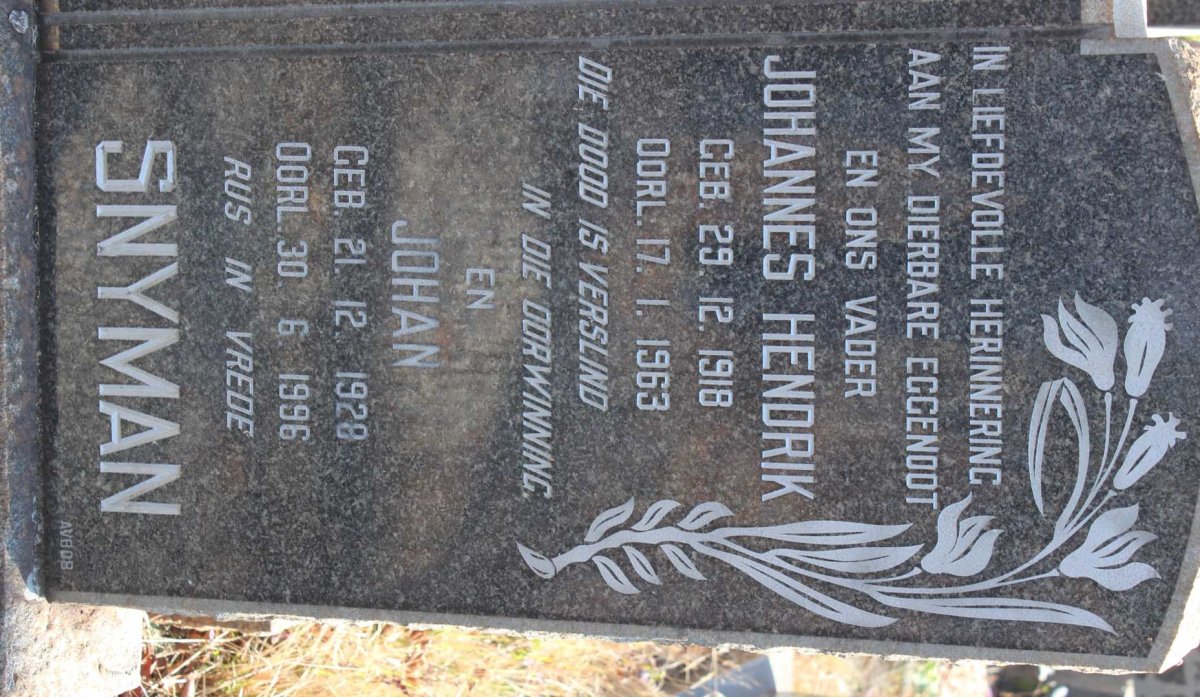 SNYMAN Johannes Hendrik 1918-1963 :: SNYMAN Johan 1928-1996