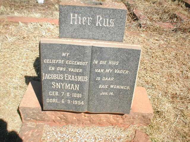 SNYMAN Jacobus Erasmus 1881-1954
