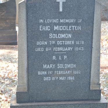 SOLOMON Eric Middleton 1878-1943 &amp; Mary 1882-1960