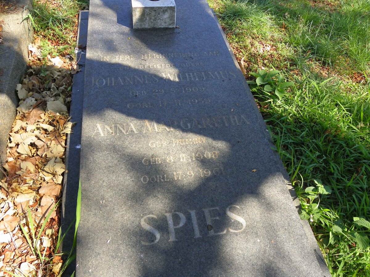 SPIES Johannes Wilhelmus 1909-1959 &amp; Anna Margaretha DUMINY 1900-1961