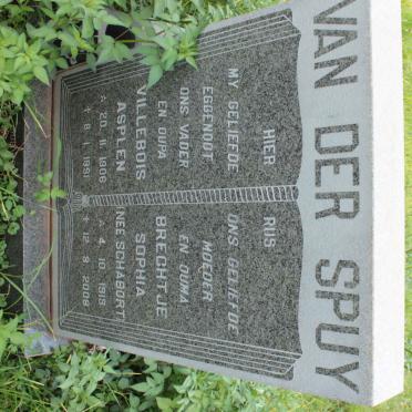 SPUY Villebois Asplen, van der 1906-1991 &amp; Brechtje Sophia SCHABORT 1919-2008