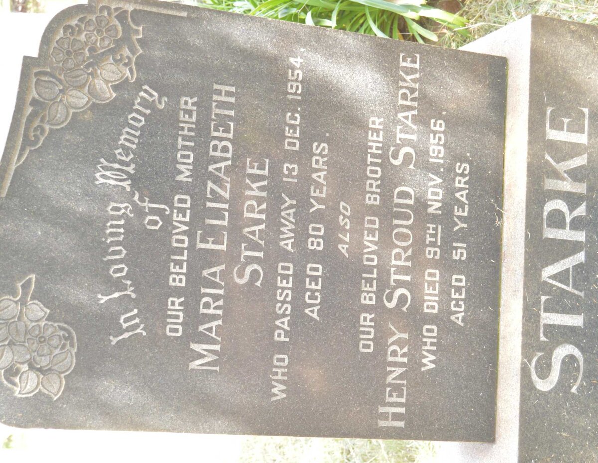 STARKE Maria Elizabeth -1954 :: STARKE Henry Stroud -1956