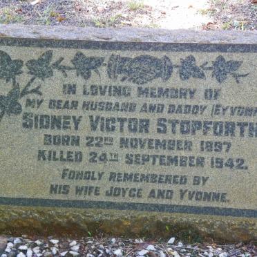 STOPFORTH Sidney Victor 1897-1942