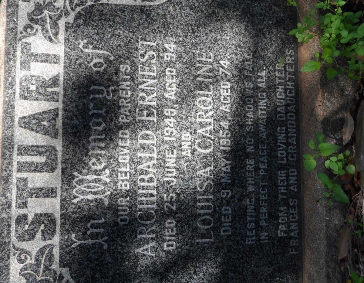 STUART Archibald Ernest -1949 &amp; Louisa Caroline -1954