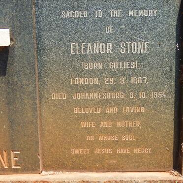 STONE Francis Joseph 1879-1960 &amp; Eleanor GILLIES 1887-1954