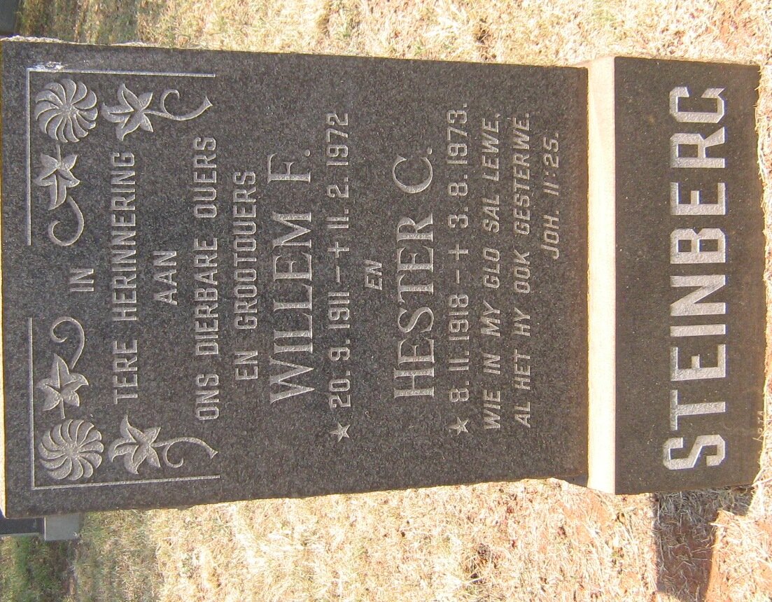 STEINBERG Willem F. 1911-1972 &amp; Hester C. 1918-1973