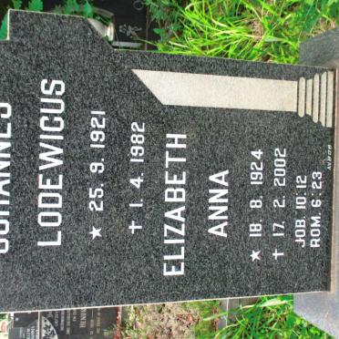 STEYNBERG Johannes Lodewicus 1921-1982 &amp; Elizabeth Anna 1924-2002