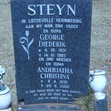STEYN George Diederik 1931-1985 &amp; Anderjatha Christina 1935-2006
