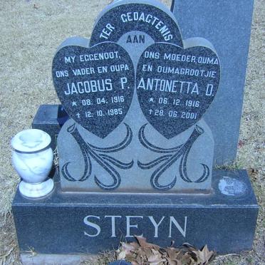 STEYN Jacobus P. 1916-1985 &amp; Antonetta D. 1916-2001