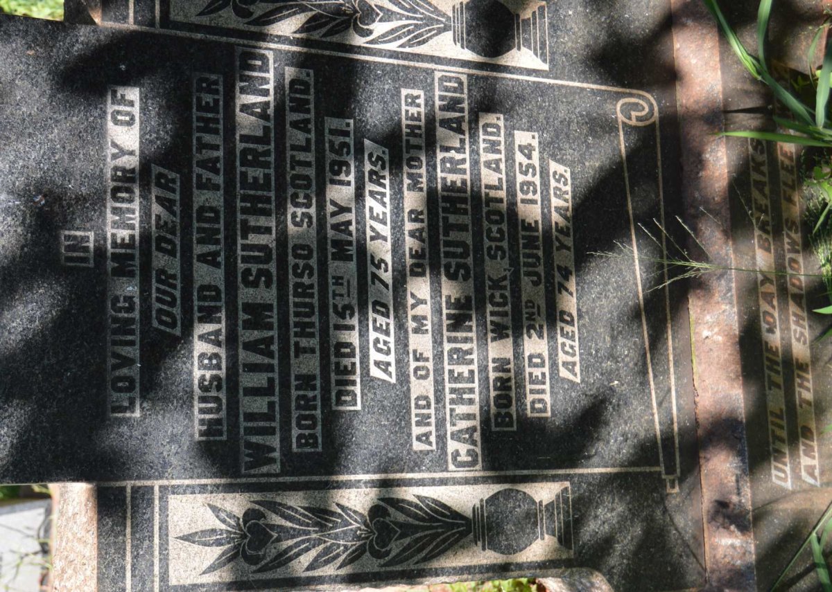 SUTHERLAND William -1951 &amp; Catherine -1954