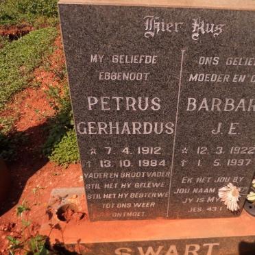 SWART Petrus Gerhardus 1912-1984 &amp; Barbara J.E. 1922-1997